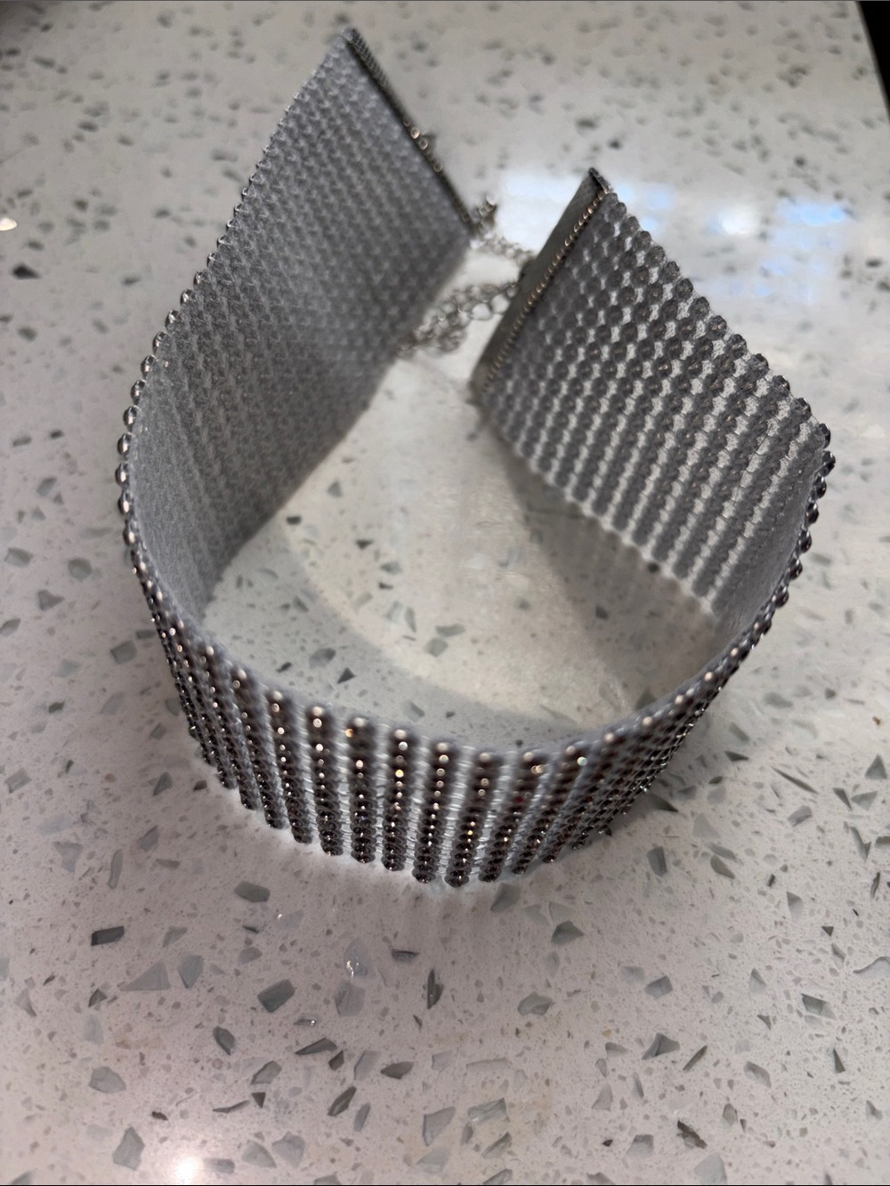 Modern Silver Rhinestone Choker - Picture 5 of 8